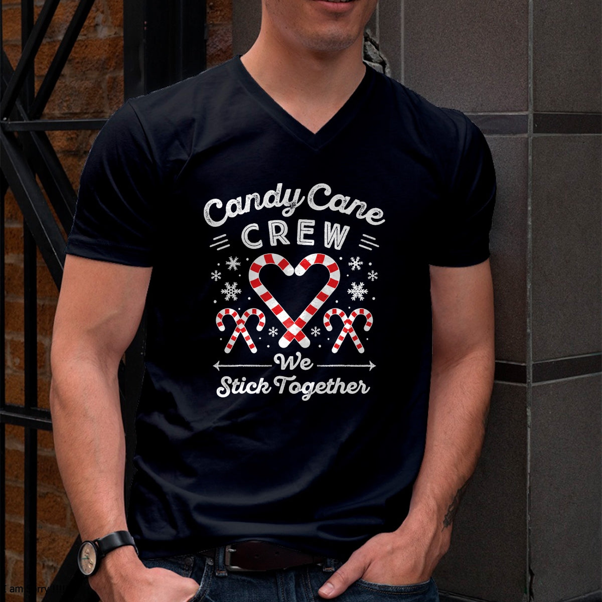 Christmas Candy Cane Heart Holiday Family Matching Pajama PJ T-Shirt - Christmas Unisex T-Shirt/Hoodie/Sweatshirt - HNDS00