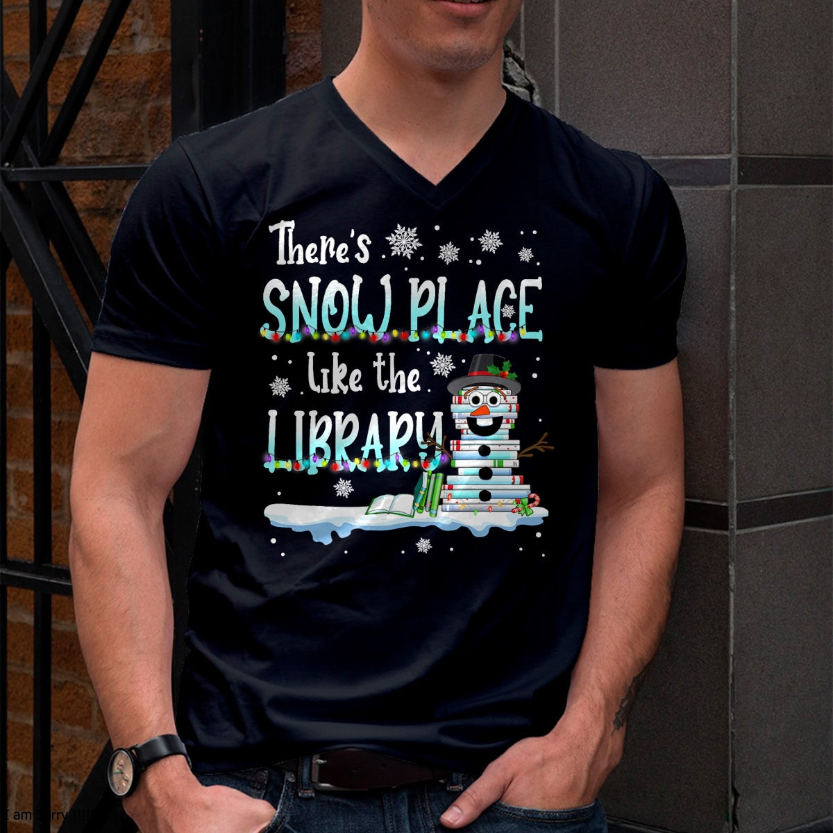 Librarian There's HNDS Place Like The Library Christmas HNDS T-Shirt - Christmas Unisex T-Shirt/Hoodie/Sweatshirt - HNDS00