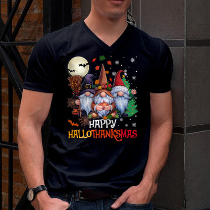Happy Hallothanksmas Gnomes Lover Halloween Merry Christmas T-Shirt - Christmas Unisex T-Shirt/Hoodie/Sweatshirt - HNDS00