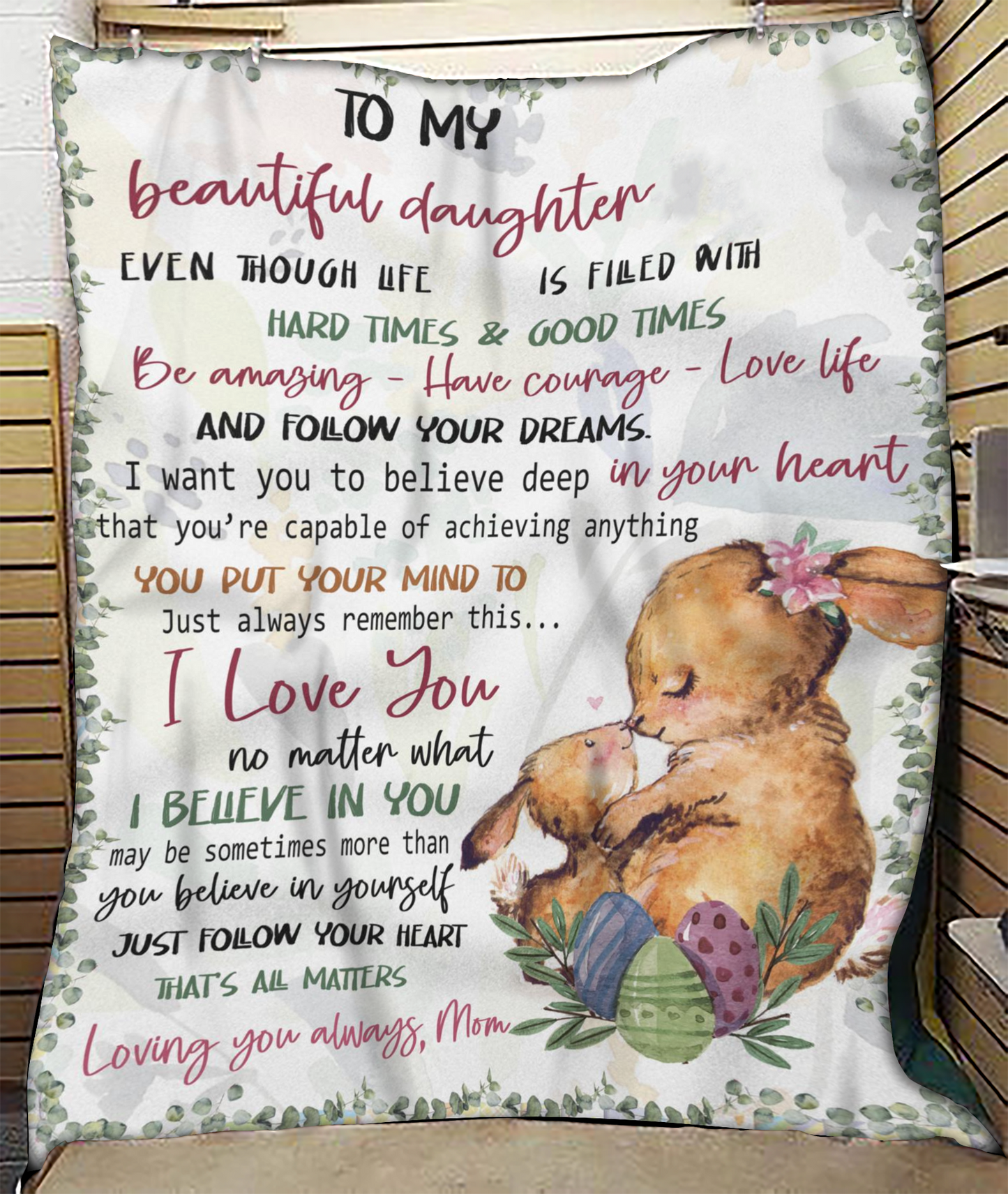 Heartfelt Warmth for Daughter Blanket – From Mom (SKUB12-164)