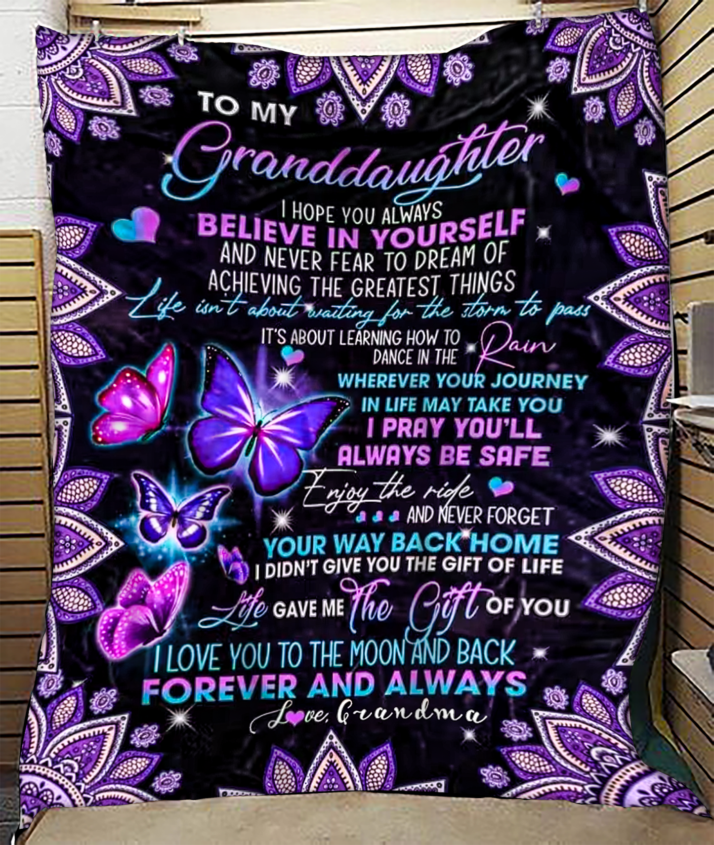 To My Granddaughter Blanket – A Warm Embrace from Your Grandma (SKU26B-01-58)