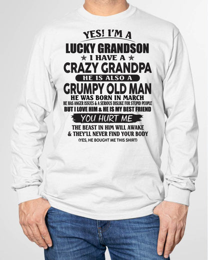 MARCH - LUCKY GRANDSON OF CRAZY GRANDPA -  PERFECT GIFT FROM GRANDPA - MTNN03 (SKU12-145-03)