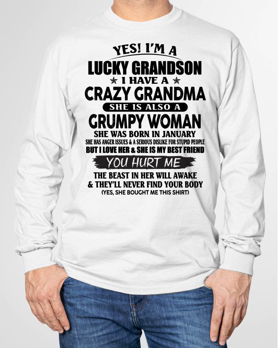 JANUARY - LUCKY GRANDSON OF CRAZY GRANDMA -  PERFECT GIFT FROM GRANDMA - HNDS01 (SKU12-113-01)