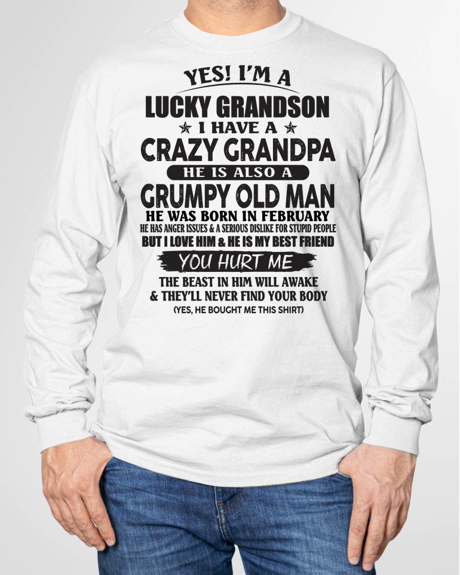FEBRUARY - LUCKY GRANDSON OF CRAZY GRANDPA -  PERFECT GIFT FROM GRANDPA - MTNN02 (SKU12-145-02)