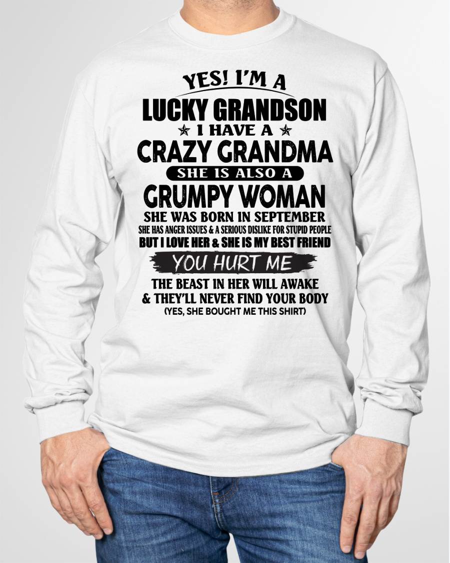 SEPTEMBER - LUCKY GRANDSON OF CRAZY GRANDMA -  PERFECT GIFT FROM GRANDMA - HNDS09 (SKU12-113-09)