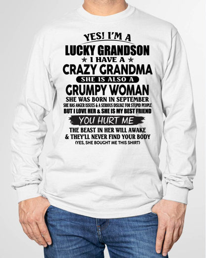 SEPTEMBER - LUCKY GRANDSON OF CRAZY GRANDMA -  PERFECT GIFT FROM GRANDMA - HNDS09 (SKU12-113-09)