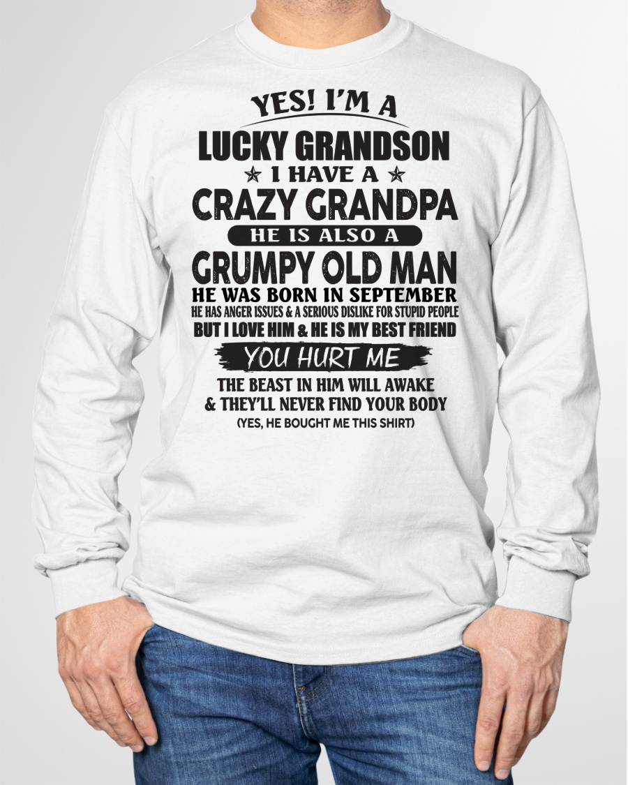 SEPTEMBER - LUCKY GRANDSON OF CRAZY GRANDPA -  PERFECT GIFT FROM GRANDPA - MTNN09 (SKU12-145-09)