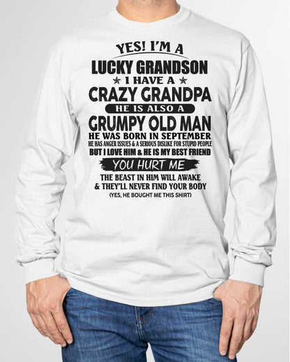 SEPTEMBER - LUCKY GRANDSON OF CRAZY GRANDPA -  PERFECT GIFT FROM GRANDPA - MTNN09 (SKU12-145-09)