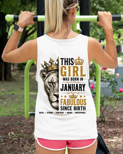 January – This Girl Was Born Fabulous – Lion Girl Strength - T-Shirt For Women - MTNN01 (SKU2605-193-01)