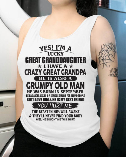 SEPTEMBER - LUCKY GREAT GRANDDAUGHTER OF CRAZY GREAT GRANDPA - PERFECT GIFT FROM GREAT GRANDPA - MTNN09 (SKU12-287-09)