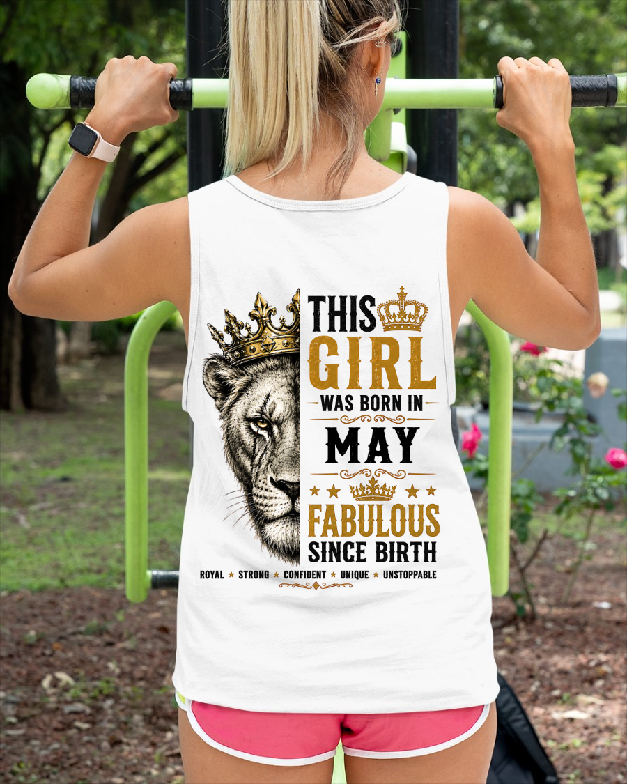 May – This Girl Was Born Fabulous – Lion Girl Strength - T-Shirt For Women - MTNN05 (SKU2605-193-05)