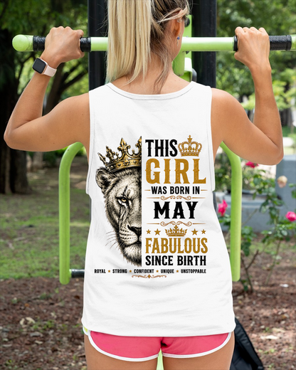 May – This Girl Was Born Fabulous – Lion Girl Strength - T-Shirt For Women - MTNN05 (SKU2605-193-05)