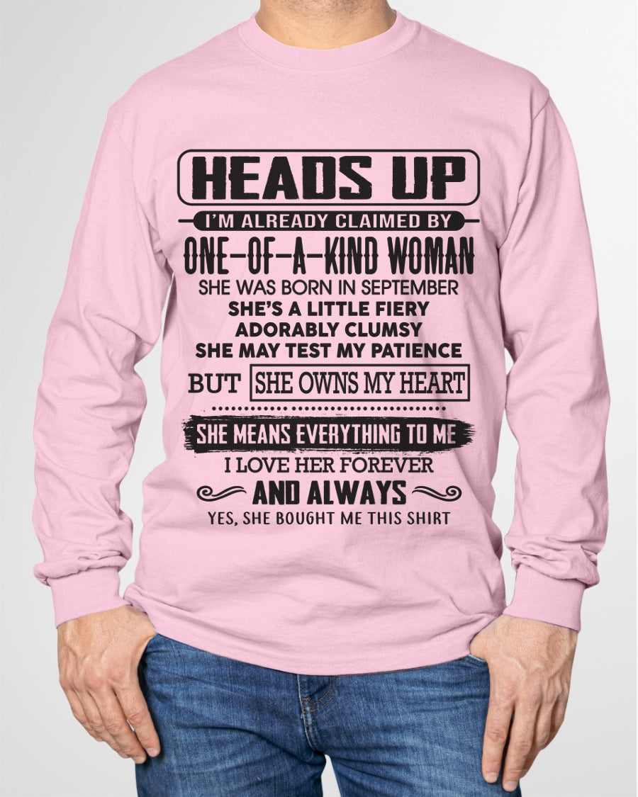 SEPTEMBER | HEADS UP, ALREADY CLAIMED BY ONE OF A KIND WOMAN - GIFT FROM WIFE TO HUSBAND - HNDS09