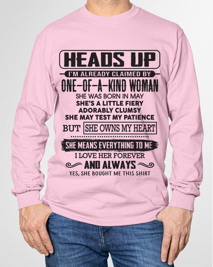 MAY | HEADS UP, ALREADY CLAIMED BY ONE OF A KIND WOMAN - GIFT FROM WIFE TO HUSBAND - HNDS05