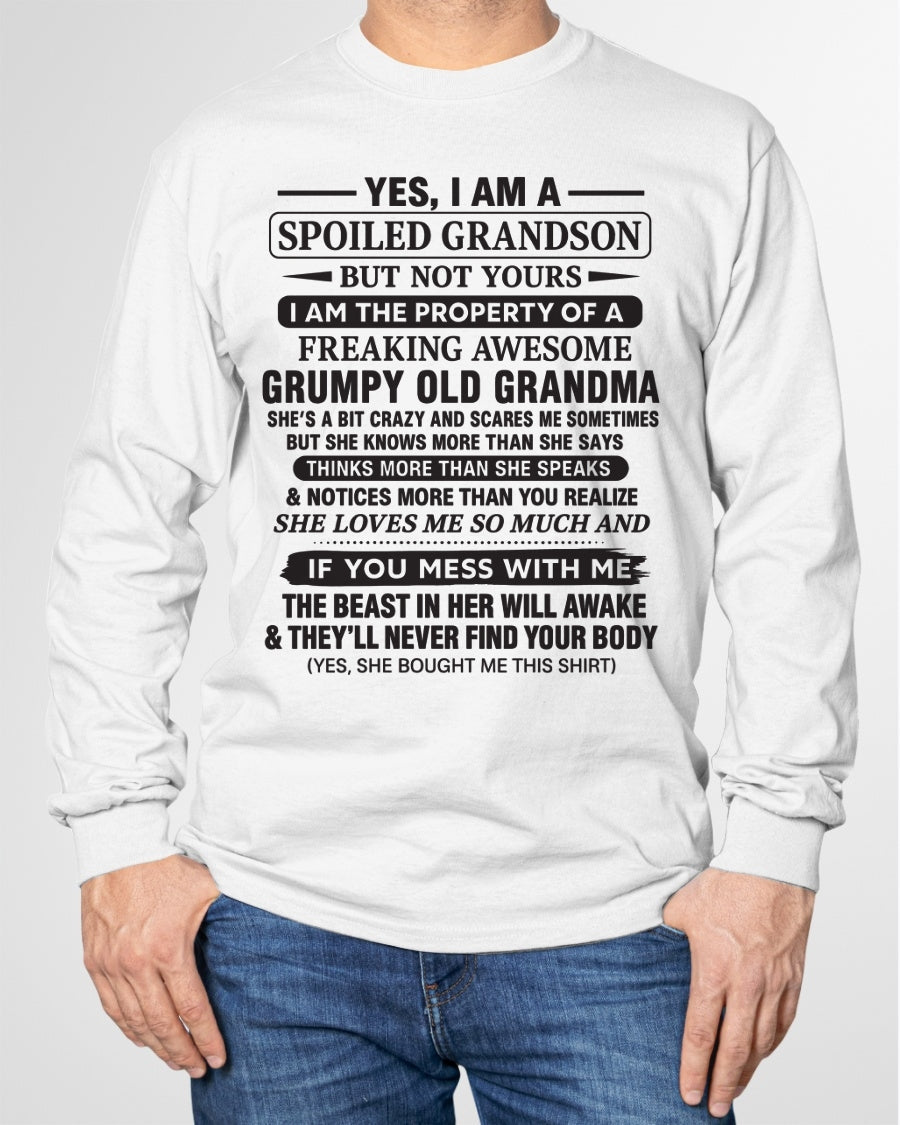 Yes I’m A Stubborn Grandson T-Shirt – Birthday Gift From Grandma / Woman - HNDS00 (SKU10-171-00)