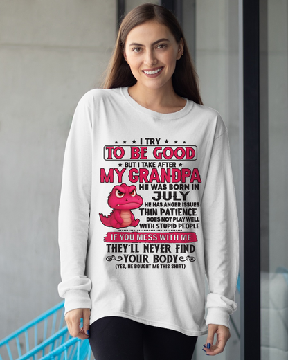 JULY – FUNNY DINOSAUR ANGER ISSUES - T-SHIRT FROM GRANDPA - MTNN07 (SKU2604-304-07)