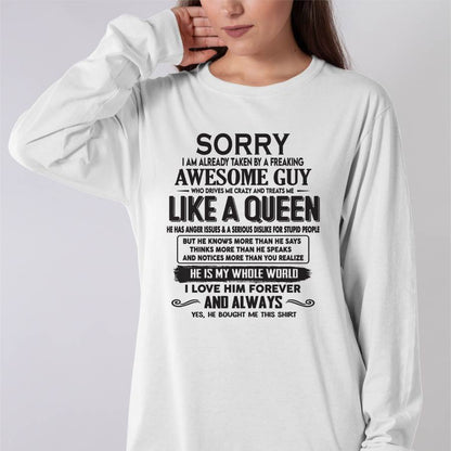 Sorry I am already taken by a freaking awesome guy - Gift for Wife From Husband - HNDS00 (SKU08-25-00)