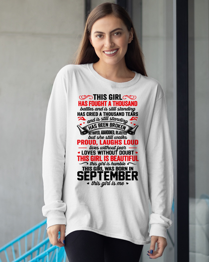 SEPTEMBER GIRL – STRONG, BEAUTIFUL & STILL STANDING – T-SHIRT FOR WOMEN – MTNN09 (SKU2607-203-09)