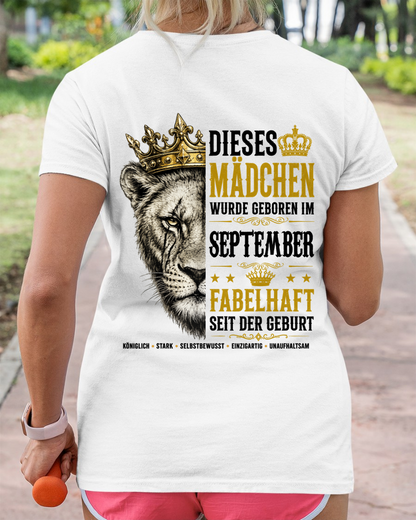 SEPTEMBER– DIESES MÄDCHEN WURDE FANTASTISCH GEBOREN – LÖWENMÄDCHEN STÄRKE – T-SHIRT FÜR DAMEN - MTNN09 (SKU2605-344-09)