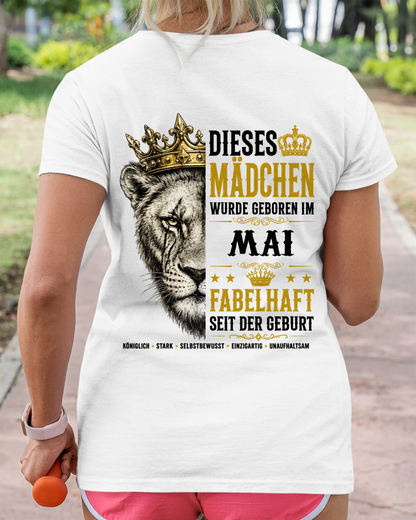 MAI– DIESES MÄDCHEN WURDE FANTASTISCH GEBOREN – LÖWENMÄDCHEN STÄRKE – T-SHIRT FÜR DAMEN - MTNN05 (SKU2605-344-05)