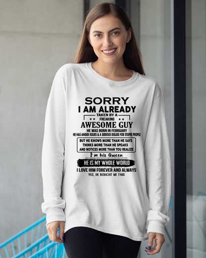 FEBRUARY - I'M HIS QUEEN, HE'S MY WHOLE WORLD – T-SHIRT FROM HUSBAND – MTNN02 (SKUT08-11-02)