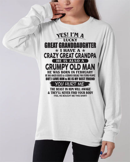 FEBRUARY - LUCKY GREAT GRANDDAUGHTER OF CRAZY GREAT GRANDPA - PERFECT GIFT FROM GREAT GRANDPA - MTNN02 (SKU12-287-02)