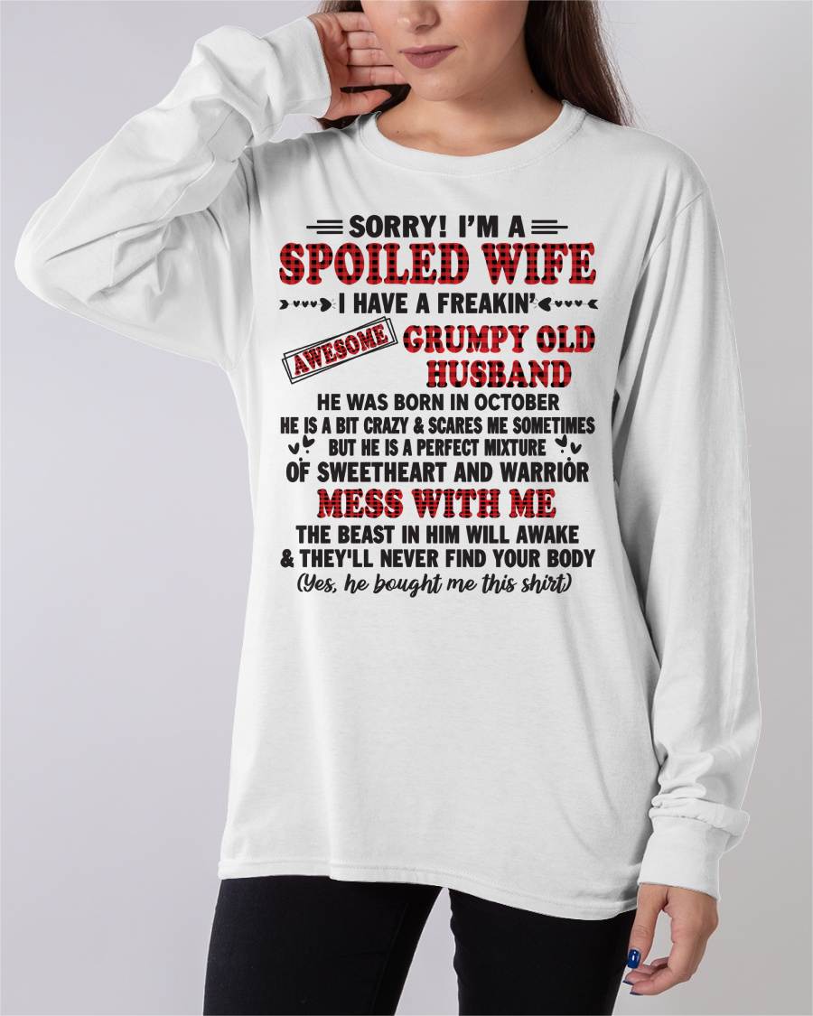 OCTOBER - SPOILED WIFE OF AWESOME GRUMPY OLD HUSBAND - PERFECT GIFT FROM HUSBAND - MTNN10 (SKU12-111-10)