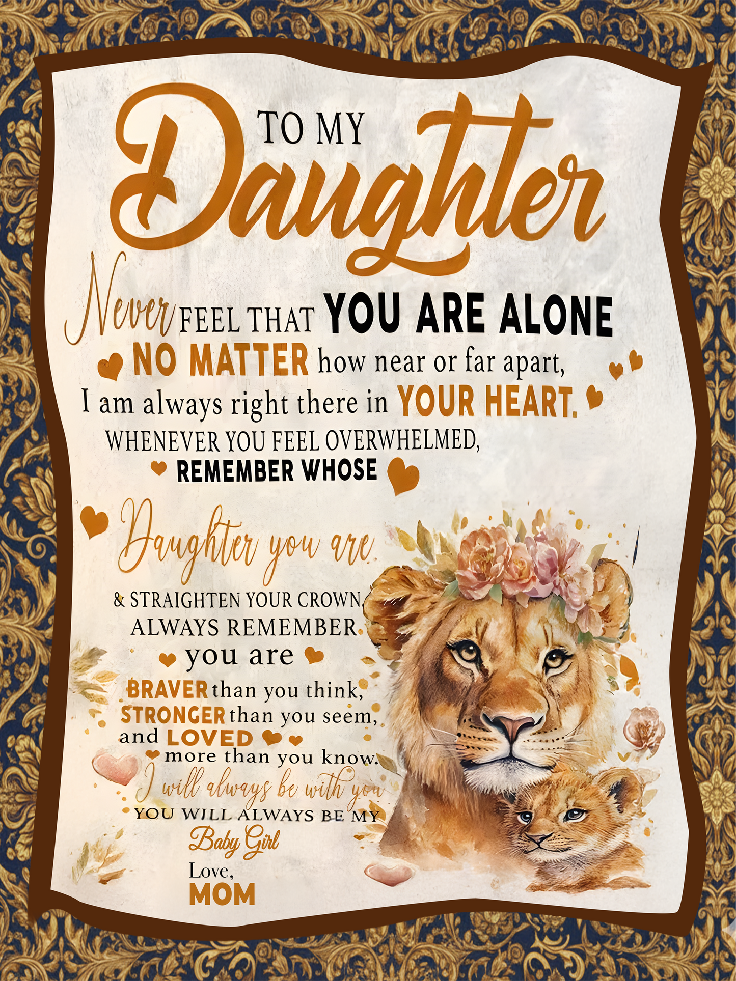 To My Cherished Daughter Blanket – A Comforting Gift of Love from Mom