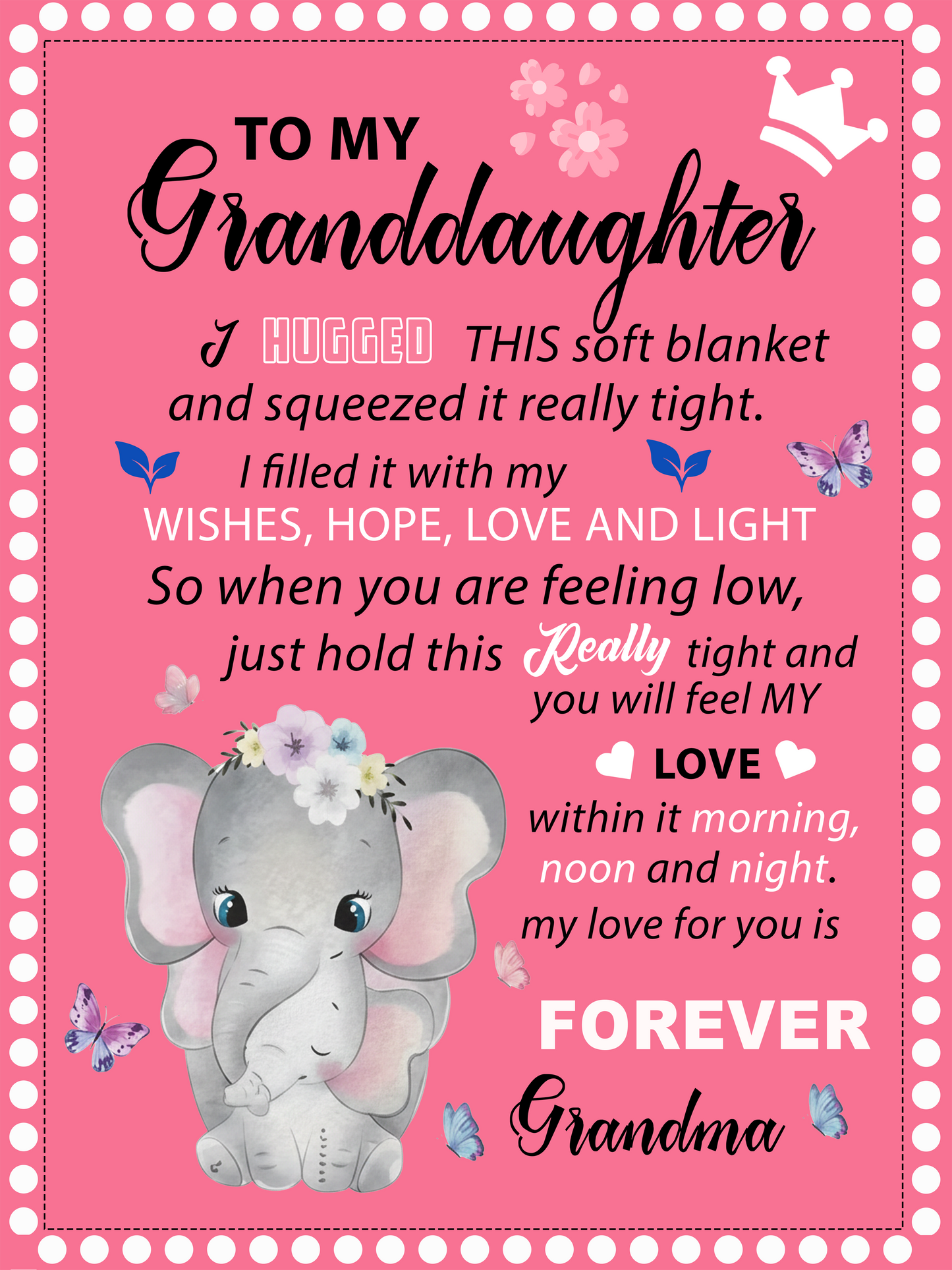 To My Lovely Granddaughter Blanket – All My Love From Grandma (SKUB12-185)