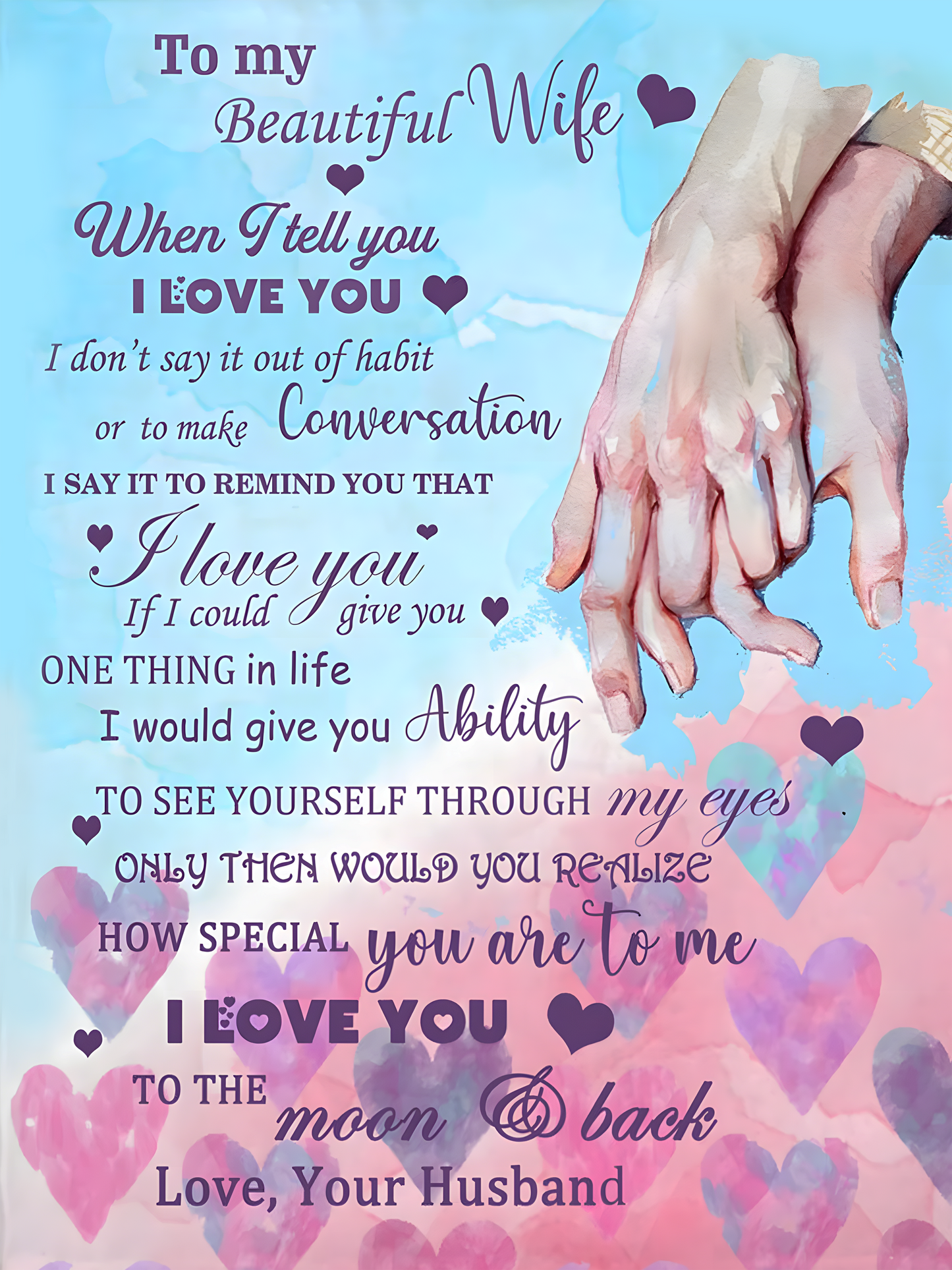 To My Beautiful Wife Blanket – The Perfect Gift From Your Husband (SKU26B-0195)