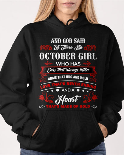 AND GOD SAID LET THERE BE OCTOBER GIRL T-Shirt/Hoodie/Sweatshirt - HNDS10