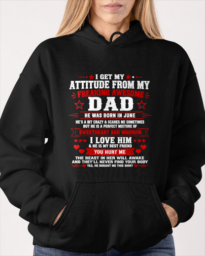 JUNE – MY FREAKING AWESOME DAD – PERFECT GIFT FOR YOUR DAUGHTER - T-SHIRT FROM DAD  - MTNN06 (SKU2608-556-06)
