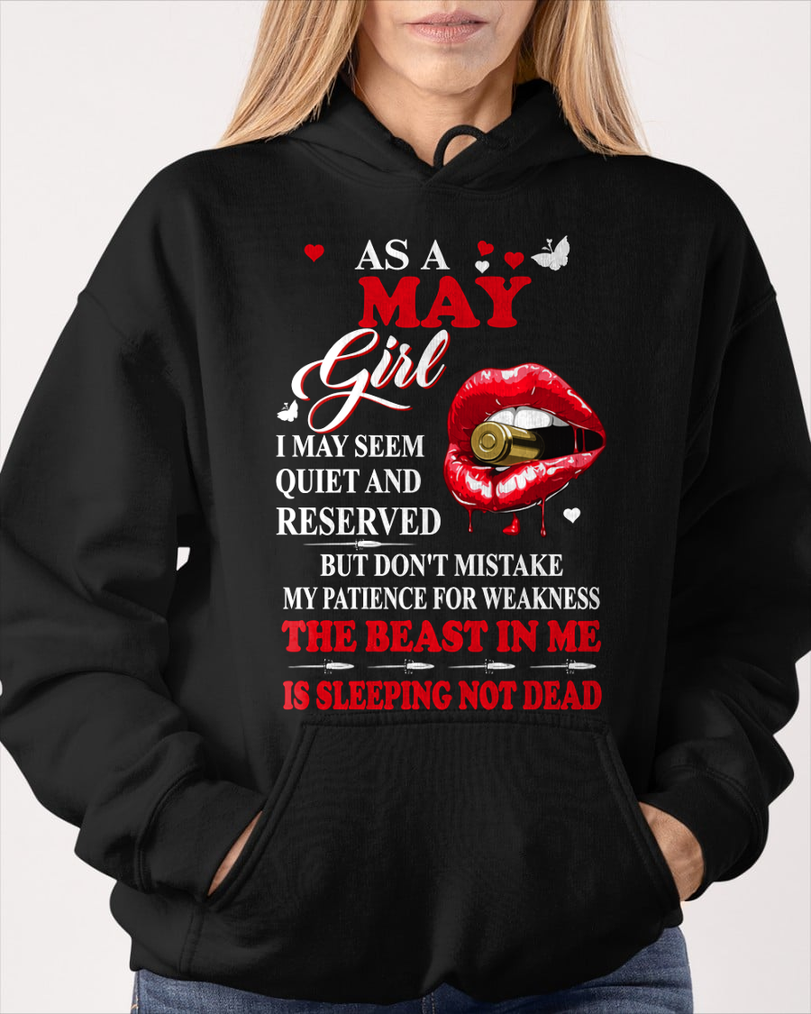 MAY GIRL – THE BEAST IN ME IS SLEEPING, NOT DEAD – LIPS & BULLET GRAPHIC T-SHIRT FOR WOMEN - MTNN05 (SKU2607-146-05)