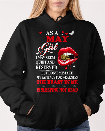 MAY GIRL – THE BEAST IN ME IS SLEEPING, NOT DEAD – LIPS & BULLET GRAPHIC T-SHIRT FOR WOMEN - MTNN05 (SKU2607-146-05)