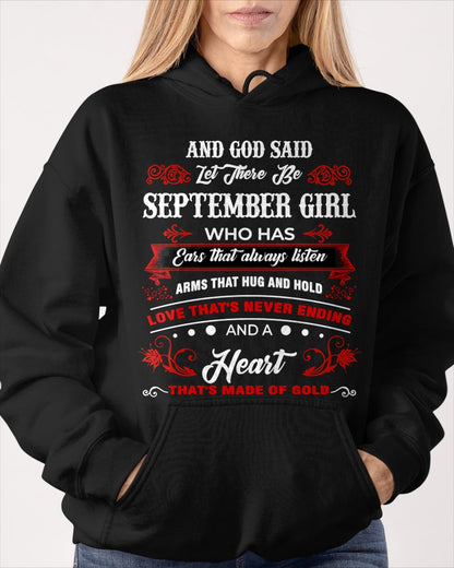 AND GOD SAID LET THERE BE SEPTEMBER GIRL T-Shirt/Hoodie/Sweatshirt - HNDS09