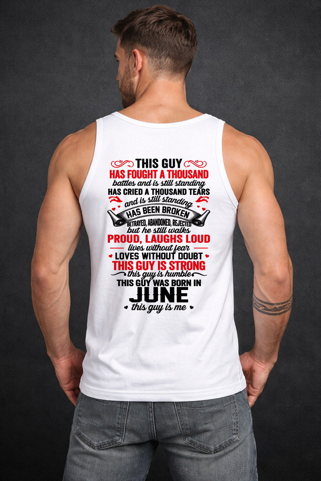 JUNE GUY – STRONG, PROUD & UNBREAKABLE – T-SHIRT FOR MEN – MTNN06 (SKU2609-115-06)