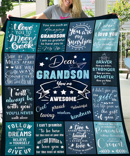 To My Grandson Blanket – A Loving Hug You Can Always Feel From Grandpa