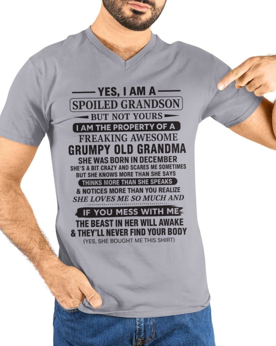 Yes I’m A Stubborn Grandson T-Shirt – Birthday Gift From December Grandma / Woman - MTNN12 (SKU10-171-12)