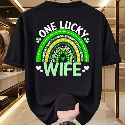 Best Wife Shirt, Wife and Husband Unisex T-Shirt/Hoodie/Sweatshirt HLT00 - Gift for wife T shirt, lucky wife   St Patricks Day Clover One Lucky Wife Rainbow Shamrock T-Shirt
