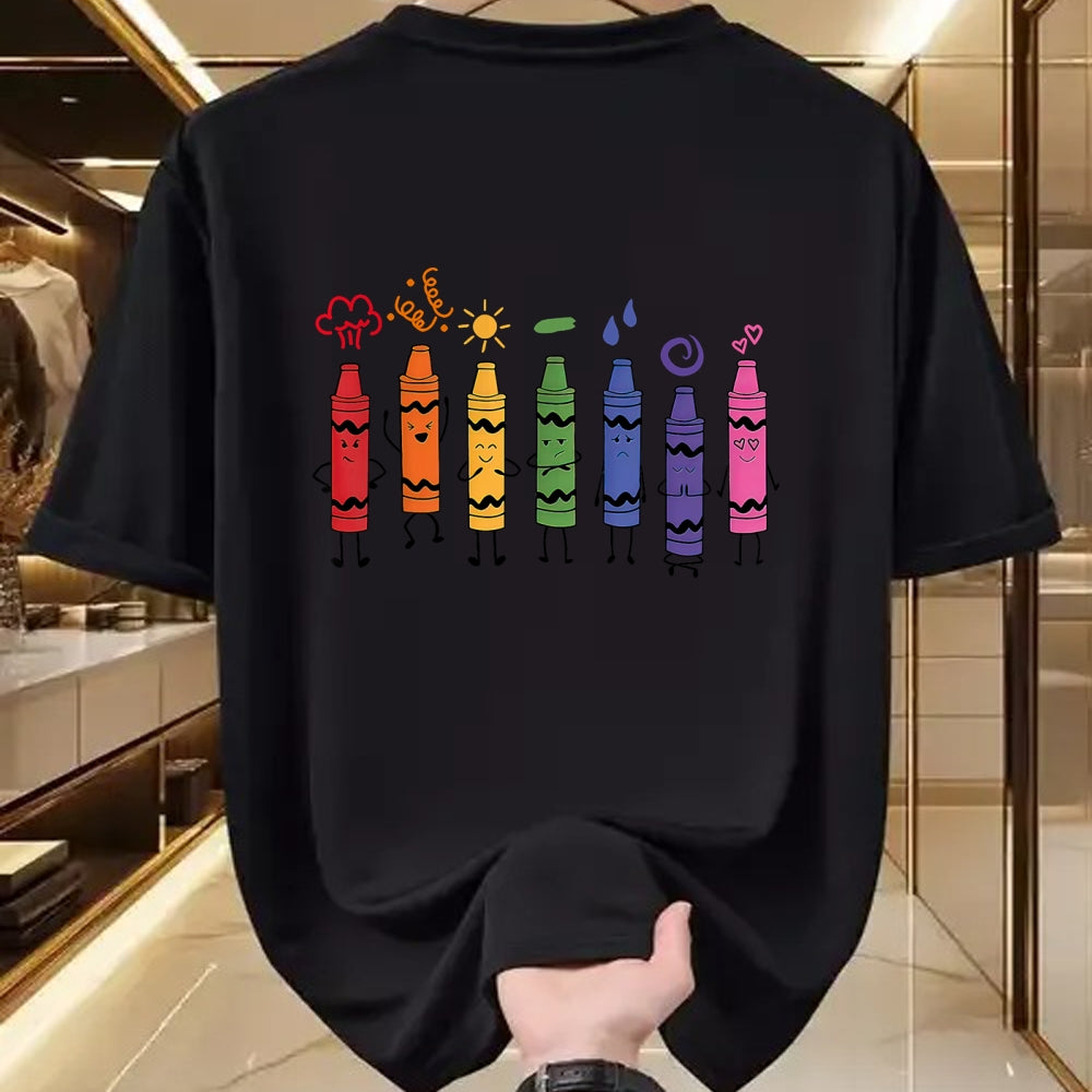 Best Teacher Shirt, Funny Teacher UnisexT-Shirt/Hoodie/Sweatshirt HLT00 - Mood Color Crayons Teacher T-Shirt