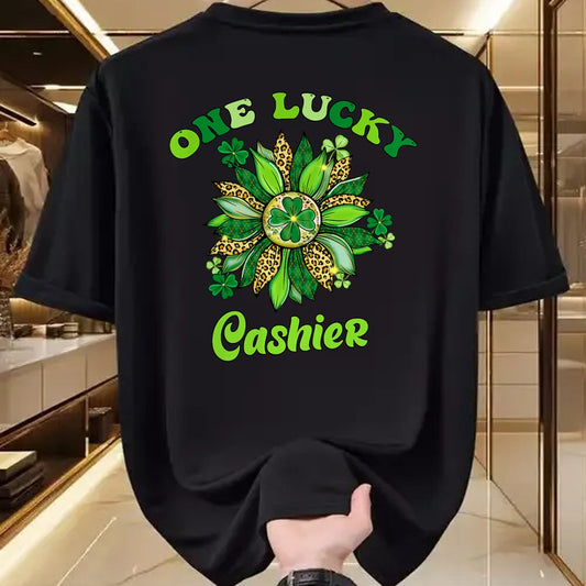 Patrick Day Shirts for Family, Funny Patrick Day shirts, st patrick's day Unisex T-Shirt/Hoodie/Sweatshirt HLT00 - St Patrick Day Shamrock One Lucky Cashier Retro Saint Paddys T-Shirt