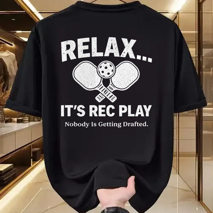 Funny Pickleball Shirt, Pickleball Lover Unisex T-Shirt/Hoodie/Sweatshirt HLT00 - Relax It’s Rec Play Nobody is Getting Drafted Pickleball T-Shirt