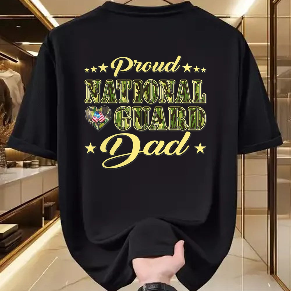 Gift for Dad Shirt, Funny Dad Unisex T-Shirt/Hoodie/Sweatshirt HLT00 – Proud National Guard Dad Dog Tags Heart Military Father Gift T-Shirt