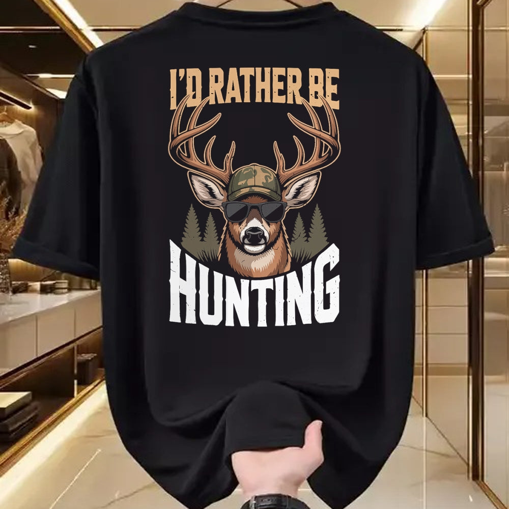 Funny Hunting Shirt, Gift For Hunting Lover Unisex T-Shirt/Hoodie/Sweatshirt HLT00 - Mens Camo Deer Hunting Funny Id Rather Be Hunting Camouflage T-Shirt