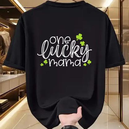 Gift for Mom Shirt, Funny Mom Unisex T-Shirt/Hoodie/Sweatshirt HLT00 - One Lucky Mama Mother Mom St. Patrick's Day Long Sleeve T-Shirt