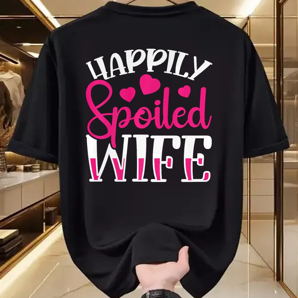 Best Wife Shirt, Wife and Husband Unisex T-Shirt/Hoodie/Sweatshirt HLT00 - Gift for wife T shirt, spoiled wife   Funny Wife Happily Spoiled Wife Premium T-Shirt