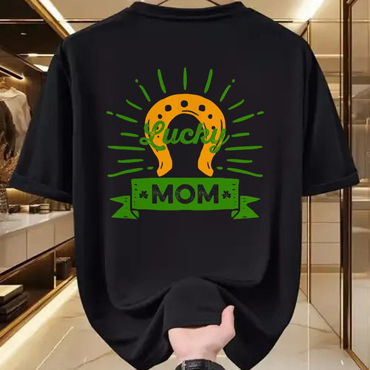Gift for Mom Shirt, Funny Mom Unisex T-Shirt/Hoodie/Sweatshirt HLT00 - Lucky Mom St. Patricks Day Saint Paddy Horseshoe Shamrock T-Shirt