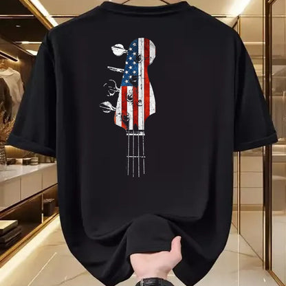 Guitar Lover Shirt, Funny Guitar UnisexT-Shirt/Hoodie/Sweatshirt HLT00 - Bass Guitar Headstock USA Flag for Bassist and Bass Player T-Shirt, Men_s Big and Tall, Black, 2X Ta