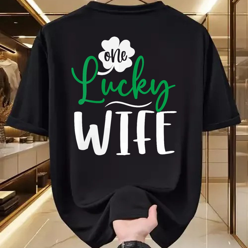 Best Wife Shirt, Wife and Husband Unisex T-Shirt/Hoodie/Sweatshirt HLT00 - Gift for wife T shirt, lucky wife   Womens Happy Saint Patricks Day Irish Shamrock One Lucky Wife V-
