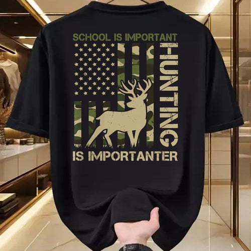Funny Hunting Shirt, Gift For Hunting Lover Unisex T-Shirt/Hoodie/Sweatshirt HLT00 - School is important but HUNTING is Importanter Deer Hunting T-Shirt (1)